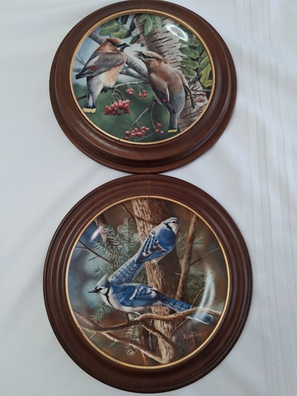 Set of Kevin Daniel's Collectible Plates -'The Blue Jay' and 'The Cedar Waxwing'